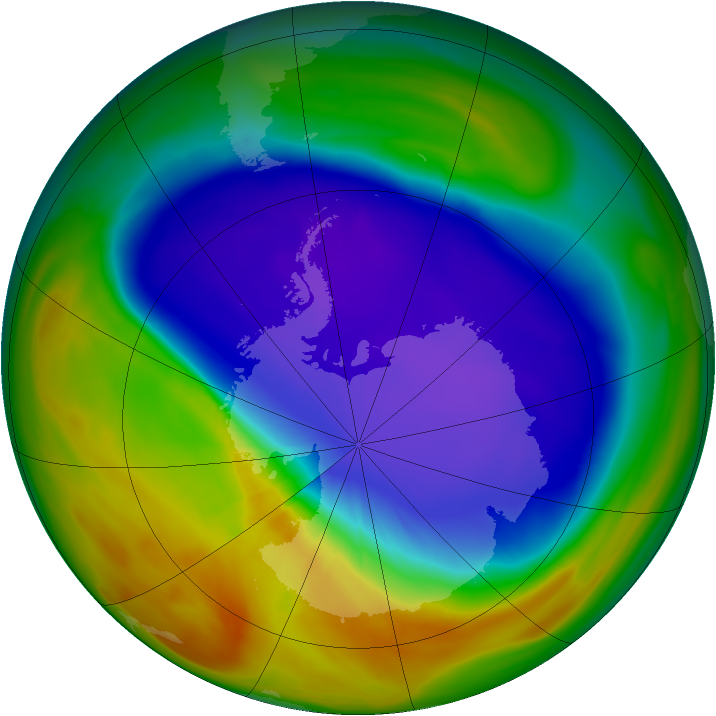 Antarctic ozone map for 07 October 2005